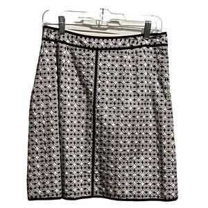 Talbots Skirt Womens Size 8P White Black Geometric Pattern
